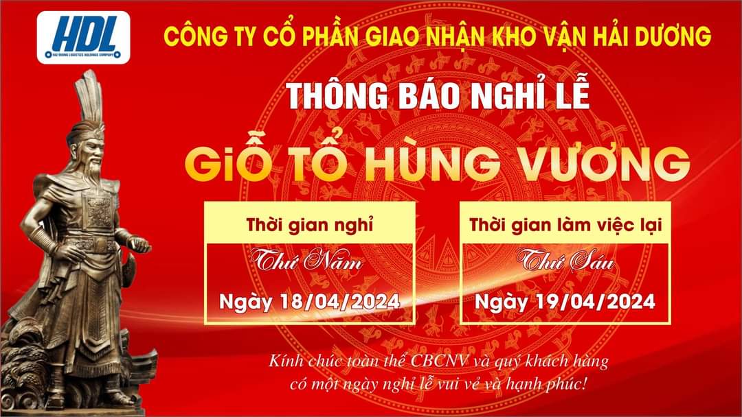 Thông báo nghỉ lễ Giỗ tổ Hùng Vương